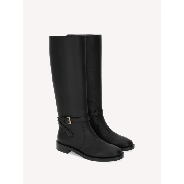 Gianvito Rossi Varenne Knee-High Boots in Black Leather, view 2 | Knee-High Boots