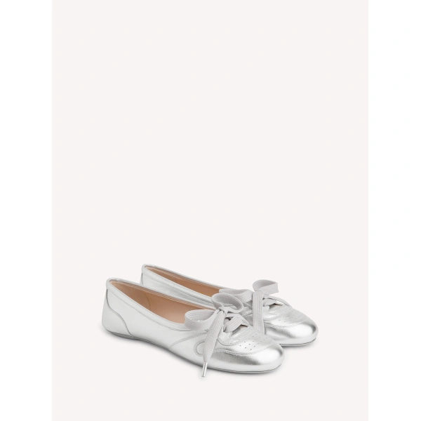 Gianvito Rossi Vault Flats in Silver Nappa, view 2 | Flats