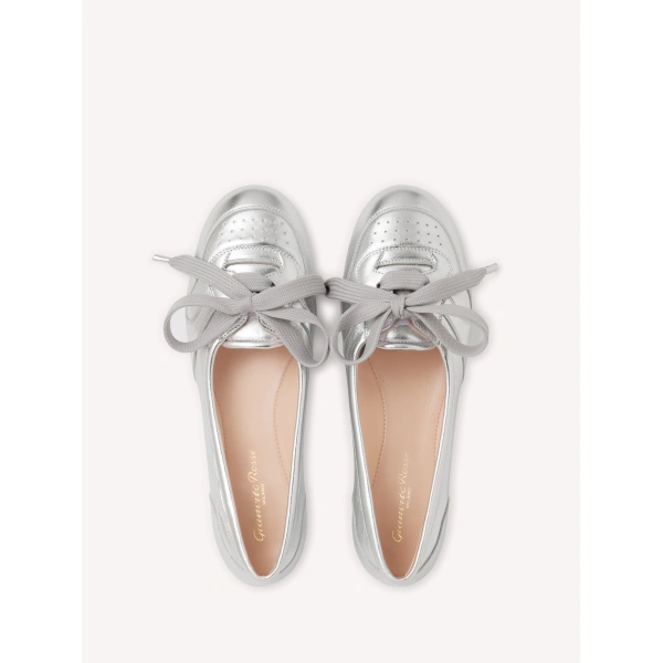 Gianvito Rossi Vault Flats in Silver Nappa, view 3 | Flats