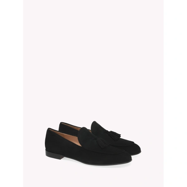 Gianvito Rossi Vittoria Loafers in Black Suede, view 2 | Loafers
