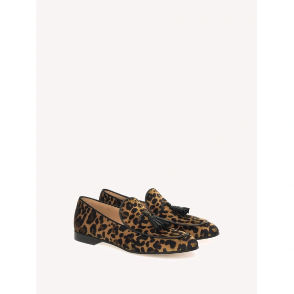 Gianvito Rossi Vittoria Loafers in Leopard Print Fabric, view 2 | Loafers