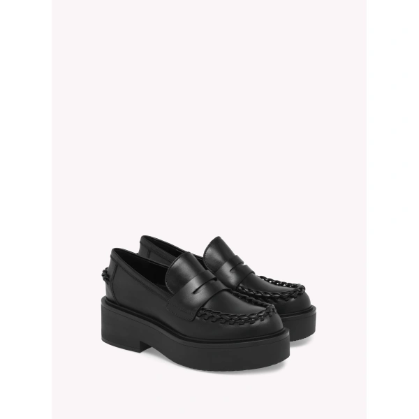 Gianvito Rossi Yuna Loafers in Black Leather, view 2 | Loafers