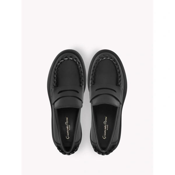 Gianvito Rossi Yuna Loafers in Black Leather, view 3 | Loafers