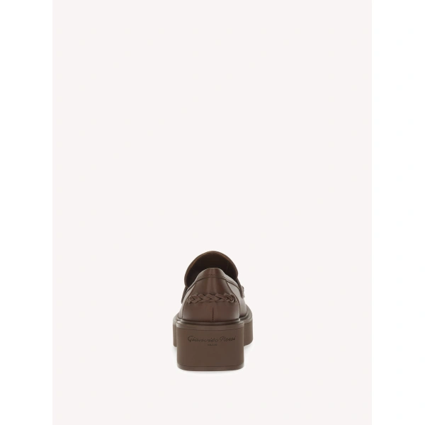 Gianvito Rossi Yuna Loafers in Brown Leather, view 4 | Loafers