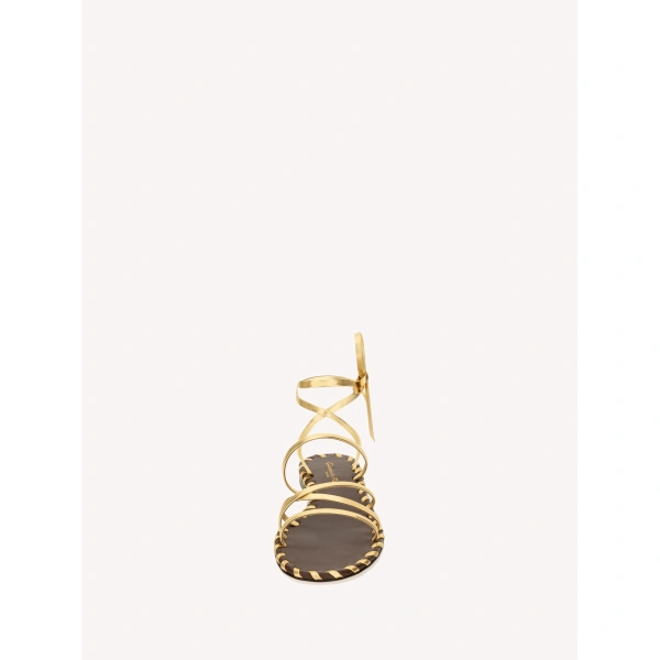Gianvito Rossi Zaira 05 Flat Sandals in Gold Leather, view 4 | Sandals