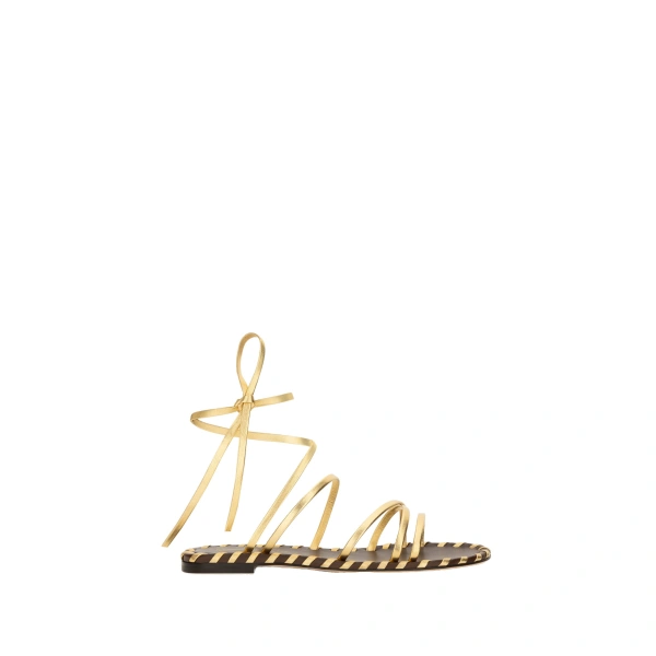 Gianvito Rossi Zaira 05 Flat Sandals in Gold Leather | Sandals
