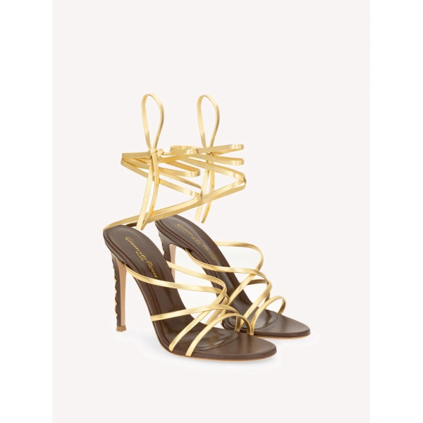 Gianvito Rossi Zaira 105 Sandals in Gold Leather, view 2 | Sandals