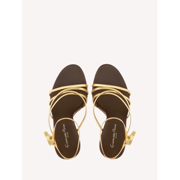 Gianvito Rossi Zaira 105 Sandals in Gold Leather, view 3 | Sandals