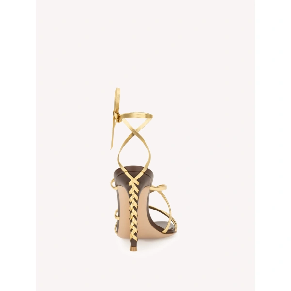 Gianvito Rossi Zaira 105 Sandals in Gold Leather, view 4 | Sandals