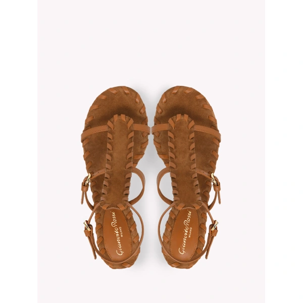 Gianvito Rossi Zaira 70 Sandals in Brown Suede, view 3 | Sandals