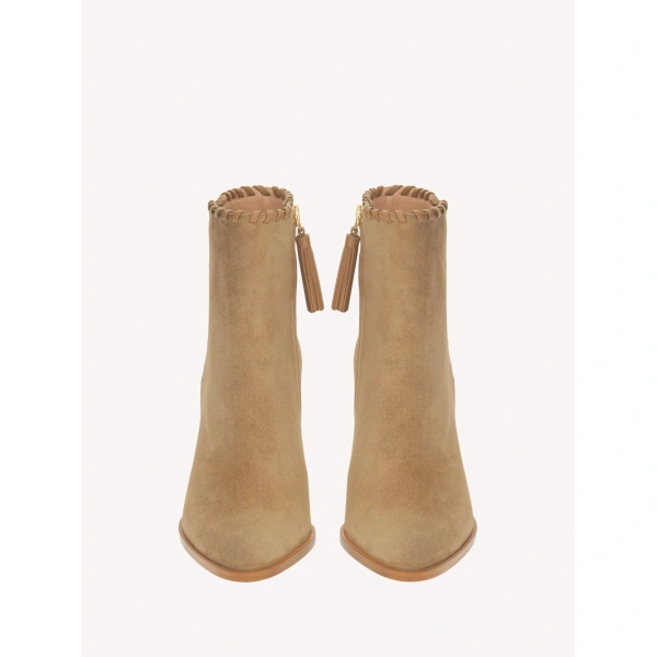 Gianvito Rossi Zaira Ankle Boots in Brown Suede, view 3 | Ankle Boots