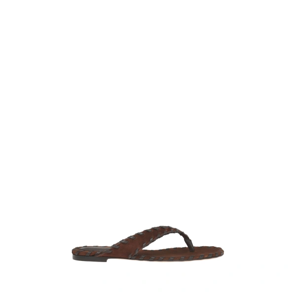 Gianvito Rossi Zaira Flat Thong Sandals in Brown Suede | Sandals