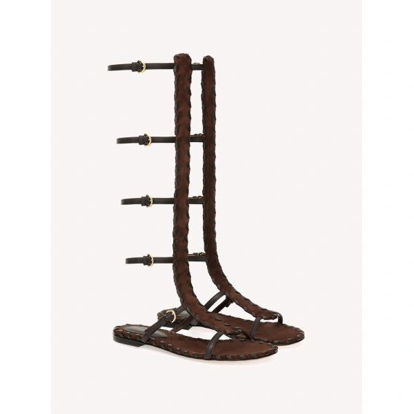 Gianvito Rossi Zaira Gladiator Sandals in Brown Suede, view 2 | Sandals