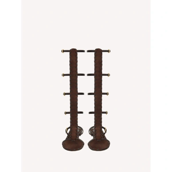 Gianvito Rossi Zaira Gladiator Sandals in Brown Suede, view 3 | Sandals