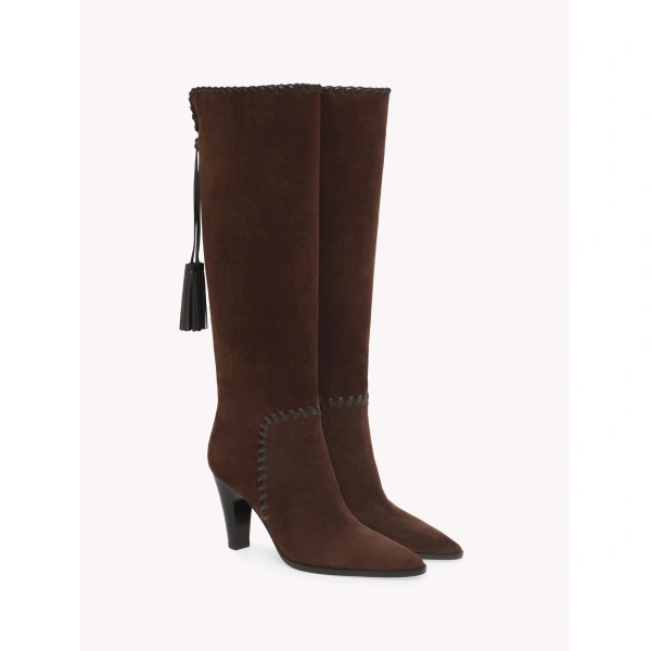 Gianvito Rossi Zaira Knee-High Boots in Brown Suede, view 2 | Knee-High Boots