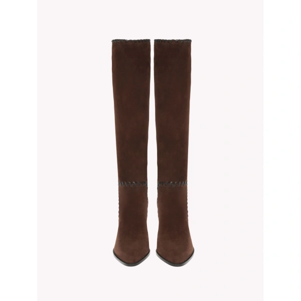 Gianvito Rossi Zaira Knee-High Boots in Brown Suede, view 3 | Knee-High Boots