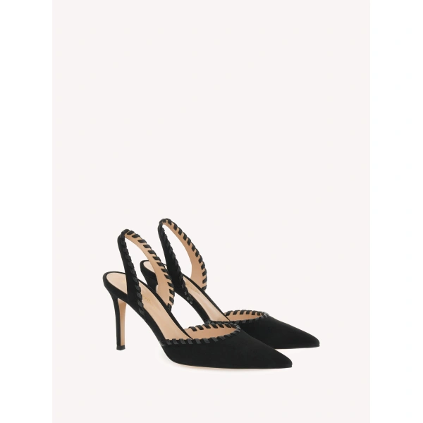 Gianvito Rossi Zaira Slingbacks in Black Suede, view 2 | Slingbacks