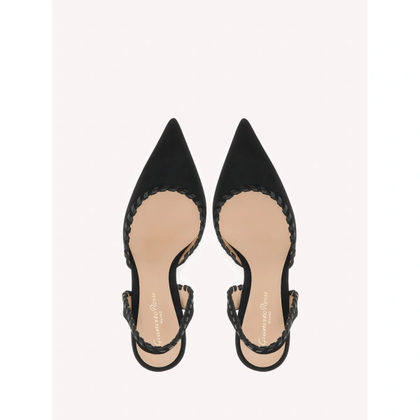 Gianvito Rossi Zaira Slingbacks in Black Suede, view 3 | Slingbacks