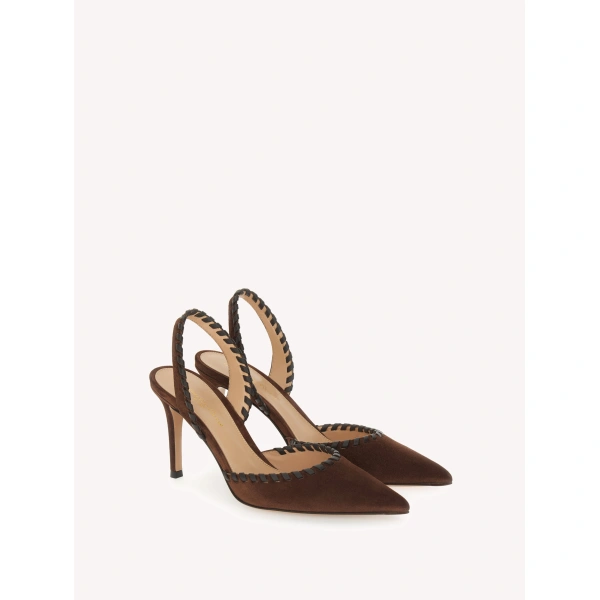 Gianvito Rossi Zaira Slingbacks in Brown Suede, view 2 | Slingbacks