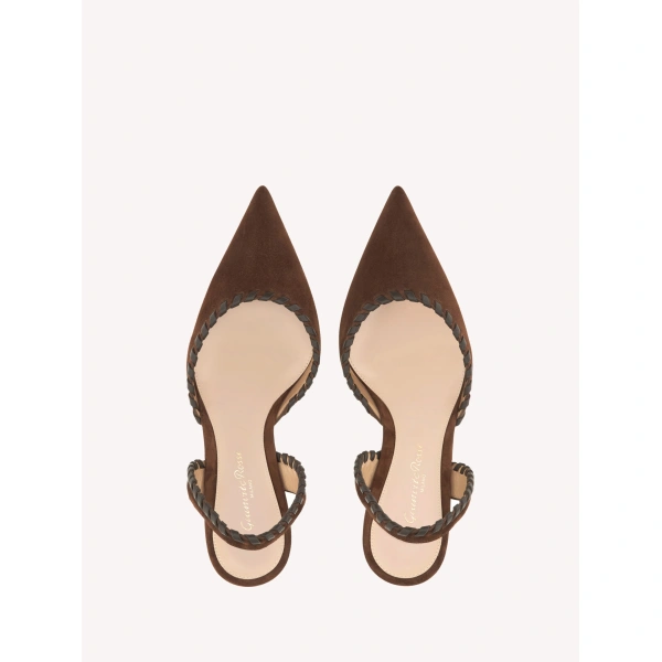 Gianvito Rossi Zaira Slingbacks in Brown Suede, view 3 | Slingbacks