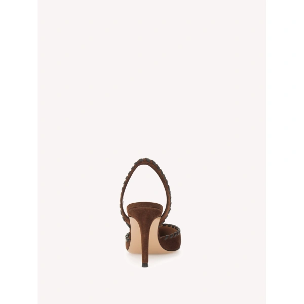 Gianvito Rossi Zaira Slingbacks in Brown Suede, view 4 | Slingbacks
