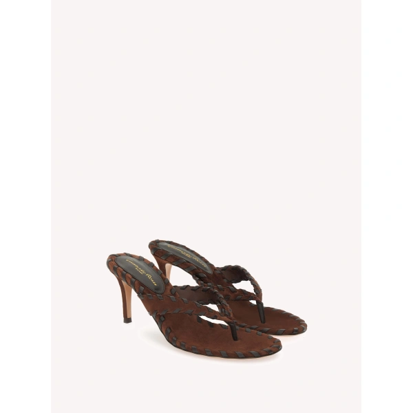 Gianvito Rossi Zaira Thong Sandals in Brown Suede, view 2 | Sandals