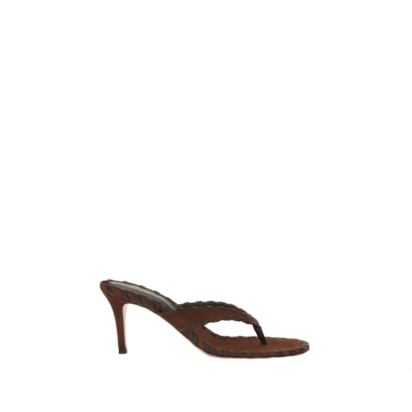 Gianvito Rossi Zaira Thong Sandals in Brown Suede | Sandals