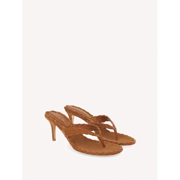 Gianvito Rossi Zaira Thong Sandals in Brown Suede, view 2 | Sandals