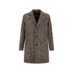 Herno Alpaca, Wool Herringbone and Suede Effect Coat in Dark Brown | Men's Coats | Coveti