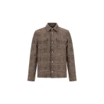 Herno Alpaca and Wool Shacket with Check Pattern in Brown and Green | Men's Jackets | Coveti