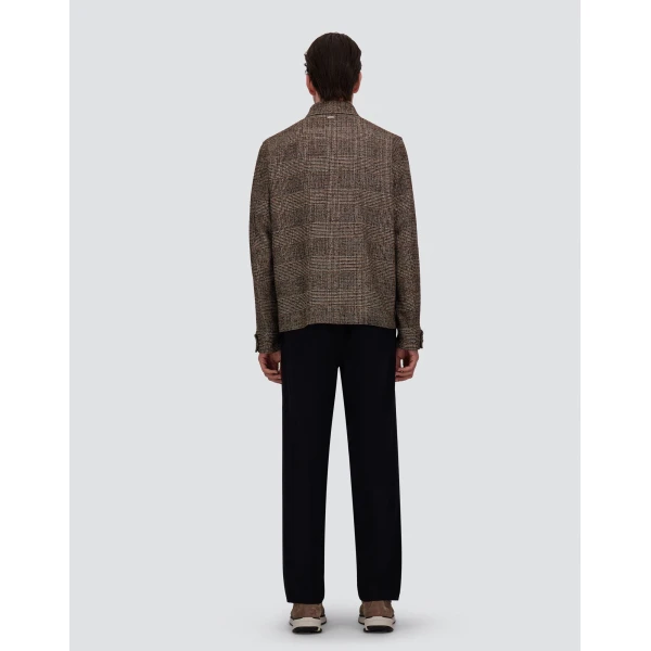 Herno Alpaca and Wool Shacket with Check Pattern in Brown and Green | Men's Jackets | Coveti