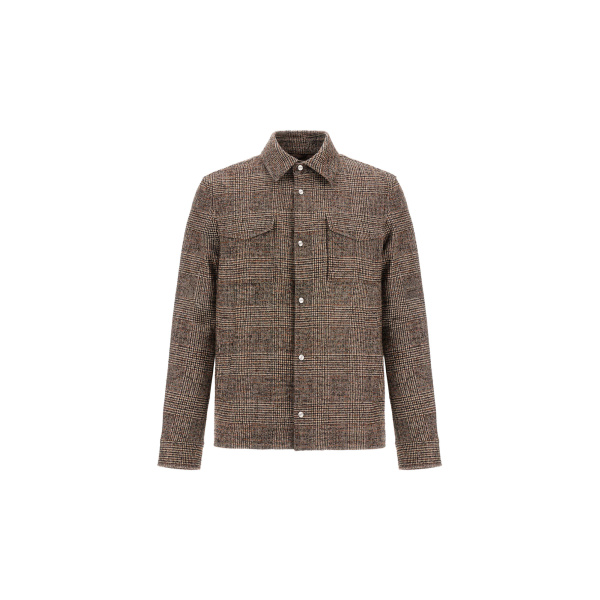 Herno Alpaca and Wool Shacket with Check Pattern in Brown and Green | Men's Jackets | Coveti