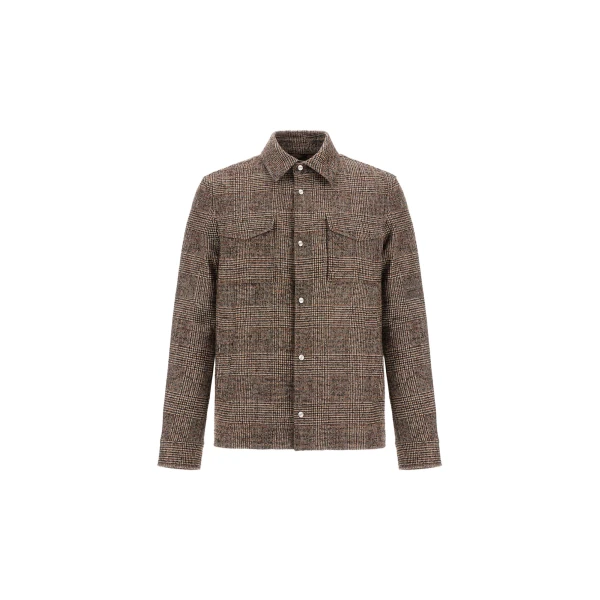Herno Alpaca and Wool Shacket with Check Pattern in Brown and Green | Men's Jackets | Coveti