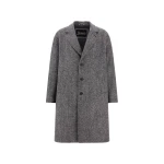 Herno Anthracite Coat in Double-Layered Herringbone Wool Fabric | Men's Coats | Coveti