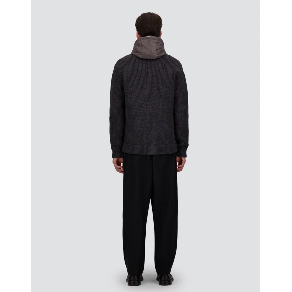 Herno Anthracite Jacket in Ribbed Merino Wool G.5 and Nylon Chamonix | Men's Jackets | Coveti