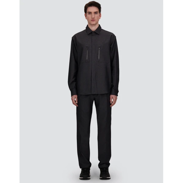 Herno Anthracite Shirt in Stretch Fabric with Mélange Effect | Men's Shirts | Coveti