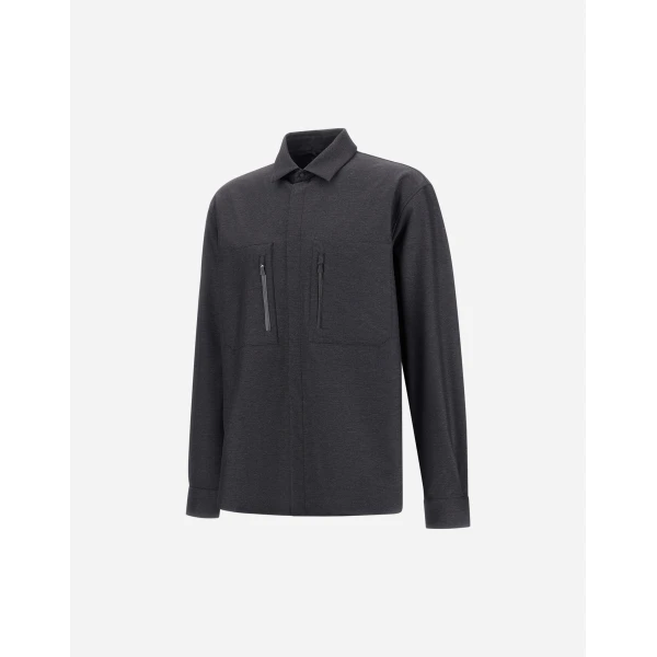 Herno Anthracite Shirt in Stretch Fabric with Mélange Effect | Men's Shirts | Coveti