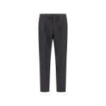 Herno Anthracite Trousers in Melange-Effect Stretch Fabric | Men's Trousers | Coveti
