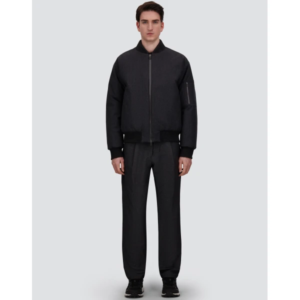 Herno Anthracite Trousers in Melange-Effect Stretch Fabric | Men's Trousers | Coveti
