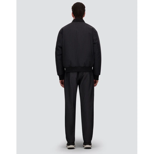 Herno Anthracite Trousers in Melange-Effect Stretch Fabric | Men's Trousers | Coveti