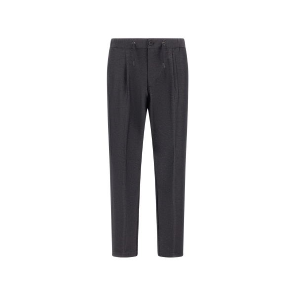 Herno Anthracite Trousers in Melange-Effect Stretch Fabric | Men's Trousers | Coveti