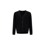 Herno Black Cardigan in Yarn with Raised Knit Pattern | Men's Knitwear | Coveti