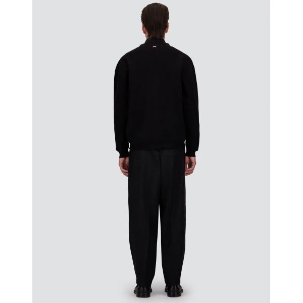 Herno Black Cardigan in Yarn with Raised Knit Pattern | Men's Knitwear | Coveti