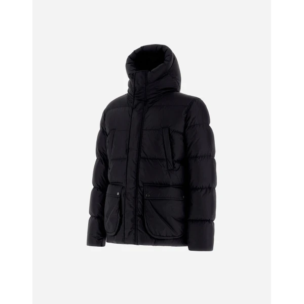 Herno Black Espresso Bomber Jacket in Nylon Chamonix | Men's Jackets | Coveti