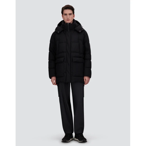 Herno Black Long Quilted Parka in 2-Layer Windstopper | Men's Coats | Coveti