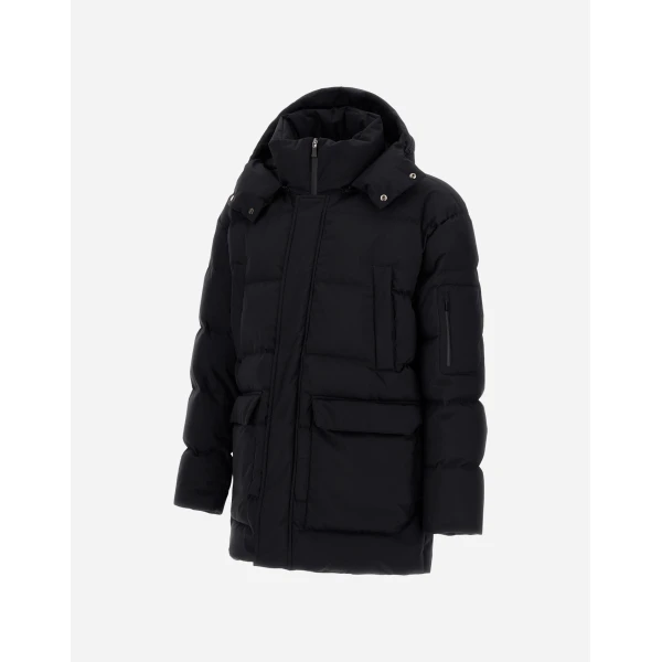 Herno Black Long Quilted Parka in 2-Layer Windstopper | Men's Coats | Coveti