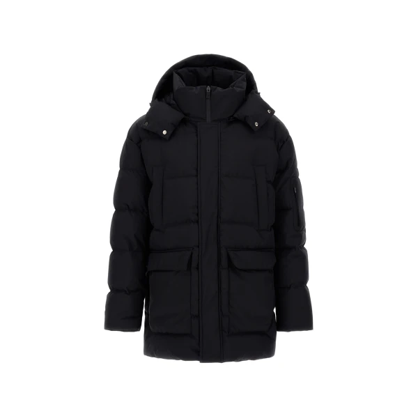 Herno Black Long Quilted Parka in 2-Layer Windstopper | Men's Coats | Coveti