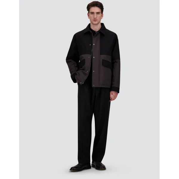 Herno Black Shacket in Matte Twill and Cotton Twill | Men's Jackets | Coveti