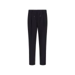 Herno Black Trousers in Cotton-Effect Stretch Fabric | Men's Trousers | Coveti