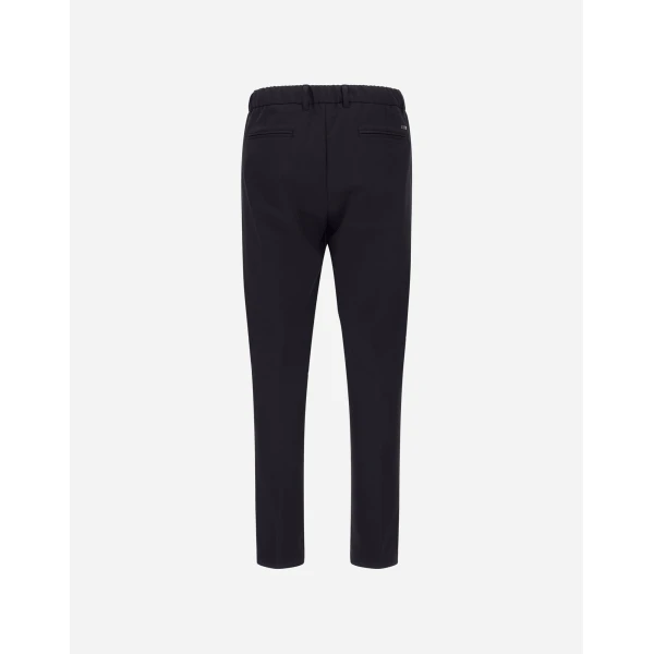 Herno Black Trousers in Cotton-Effect Stretch Fabric | Men's Trousers | Coveti